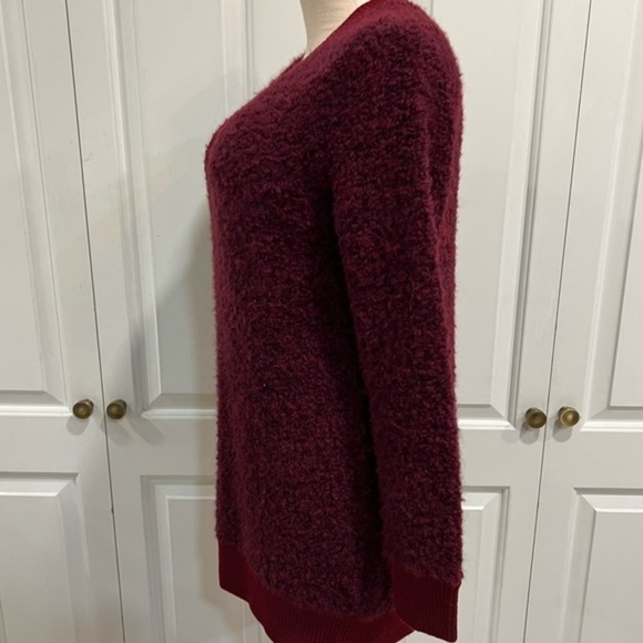 J. Crew Boucle Burgundy Red Boucle V Neck Sweater - Picture 8 of 15